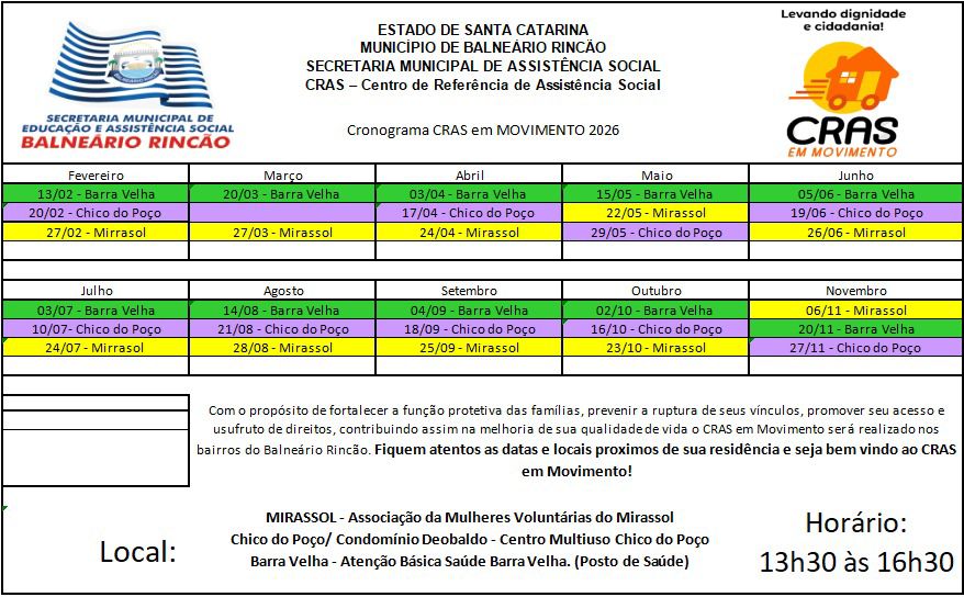 CRONOGRAMA CRAS EM MOVIMENTO